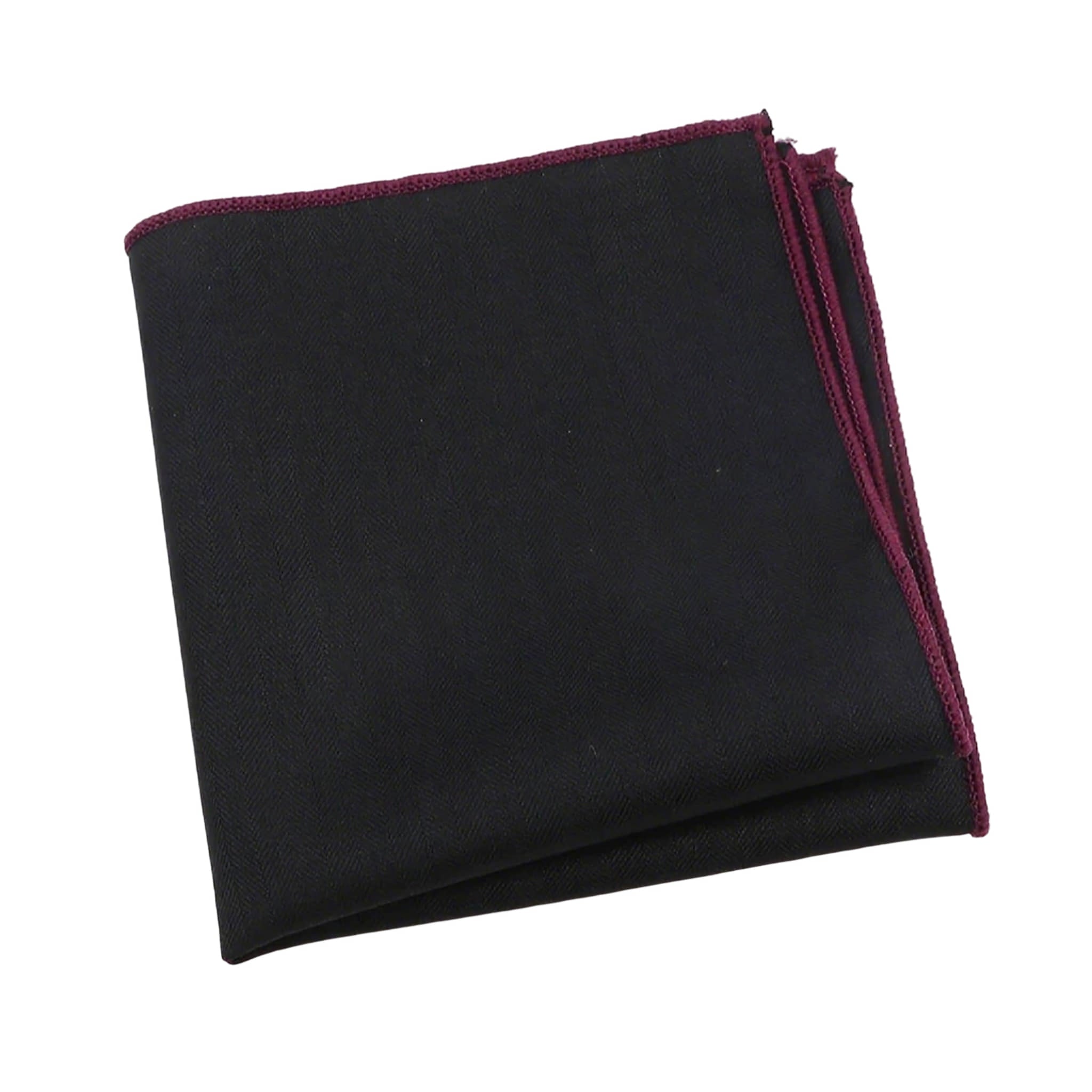 Black Red Solid Pocket Square