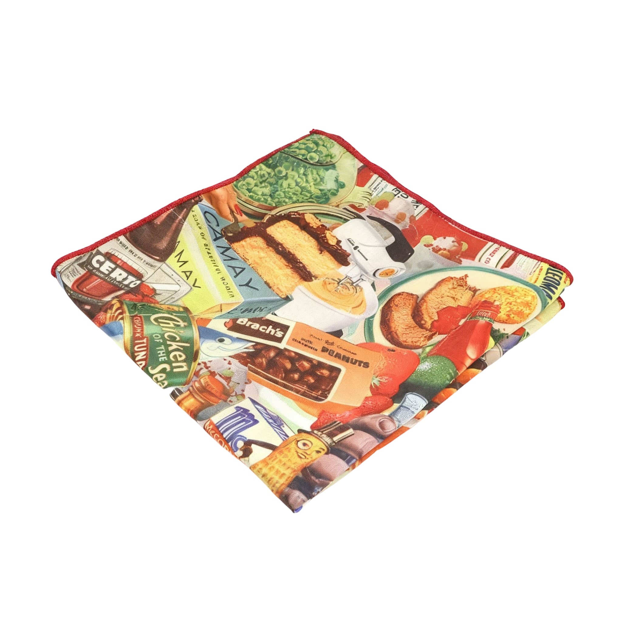 Red Multicolor Food Pocket Square