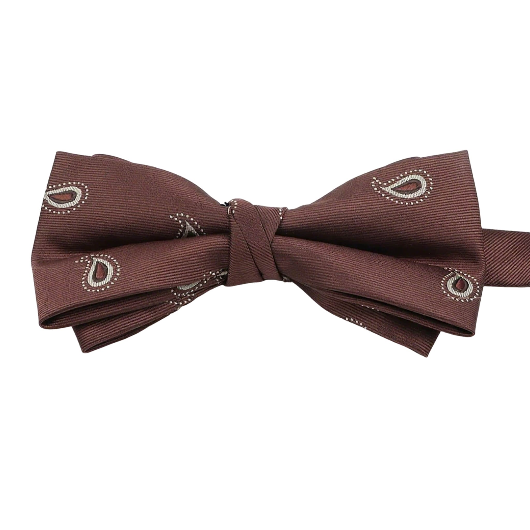Brown White Paisley Bowtie