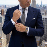 Gray With White Grid Necktie