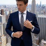 Gray With White Grid Necktie