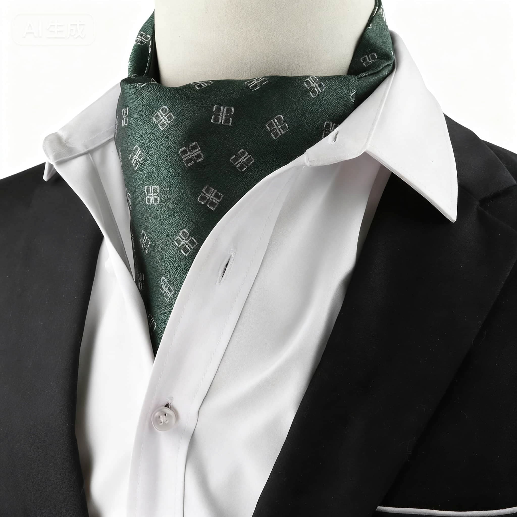Green Silver Geometric Ascot