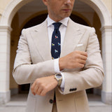 Navy Blue Necktie With White Dogs