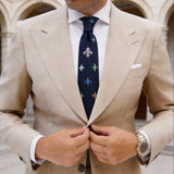 Navy Blue With Colored Fleur-De-Lis Necktie