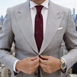 Burgundy With Blue Fleur-de-lis Necktie