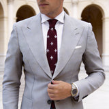 Burgundy with White Fleur-de-lis Necktie
