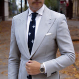 Navy Blue With White Fleur-De-Lis Necktie