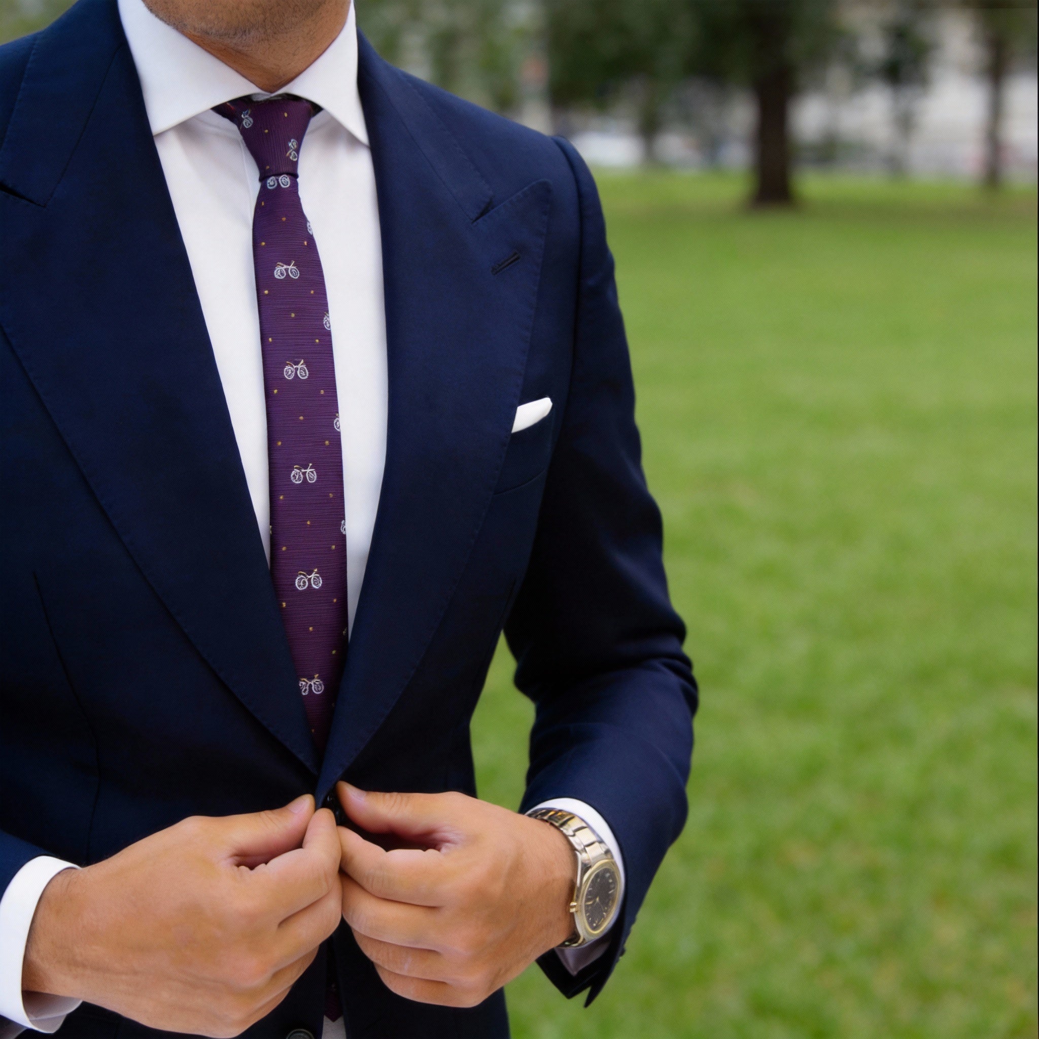 Purple With White Bicycle Necktie