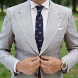 Navy Blue With White Bicycle & Orange Dot Necktie