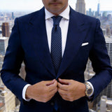 Dark Blue With White Small Repeating Patterns Necktie