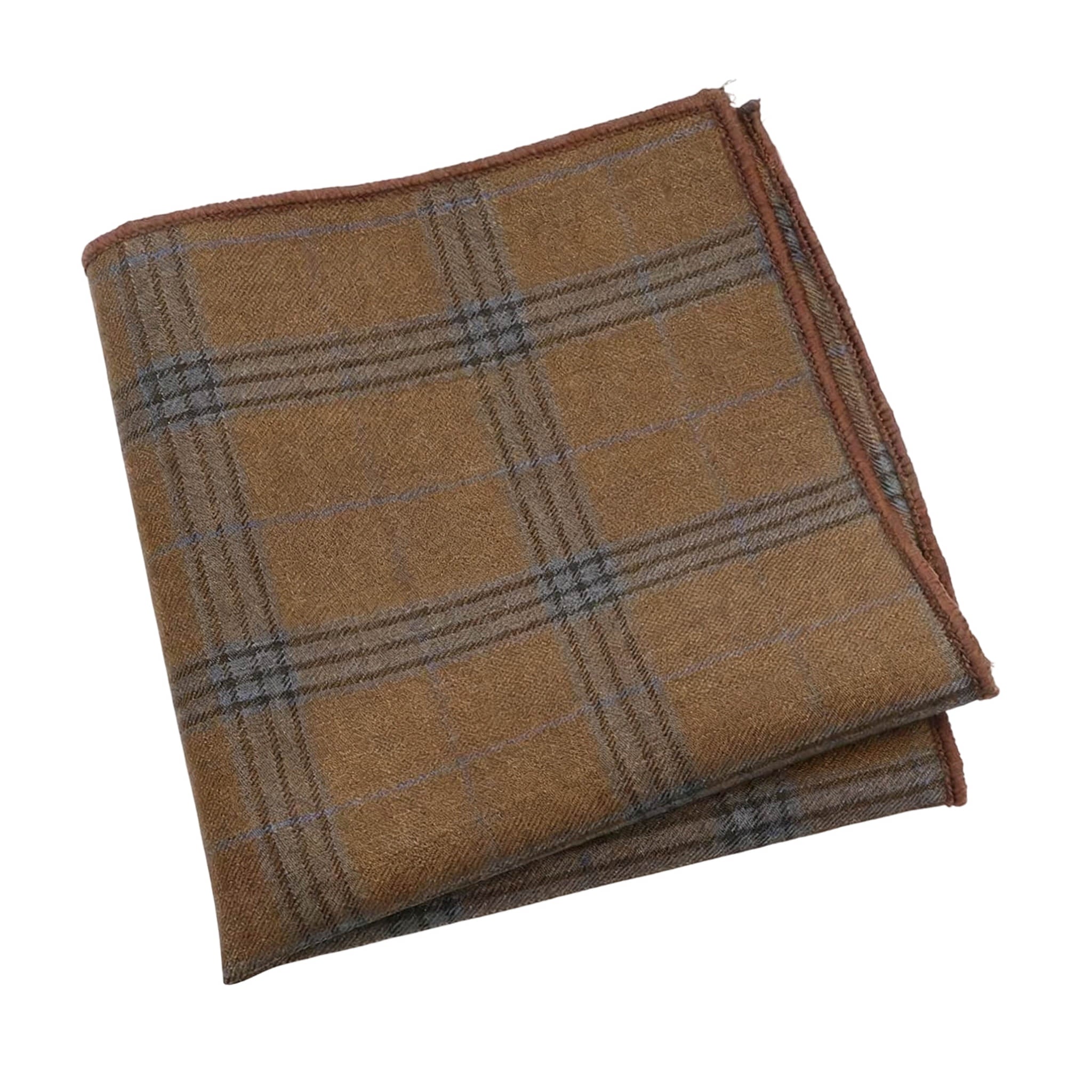 Brown Blue Plaid Pocket Square