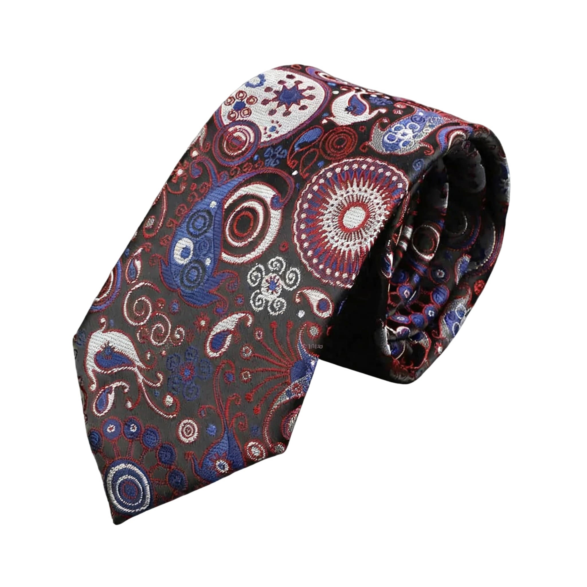 Black Red Paisley Necktie