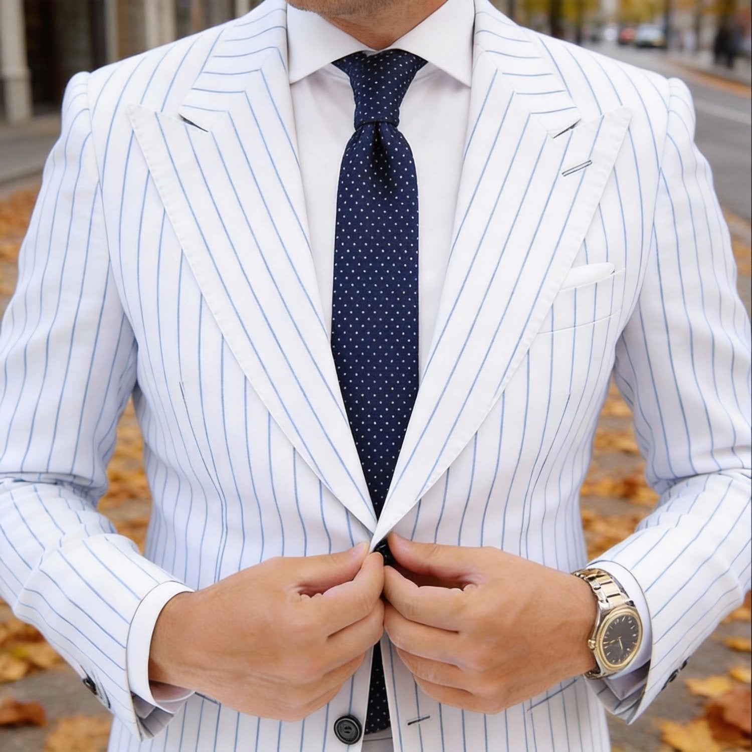 Dark Blue with White Polka Dot Necktie
