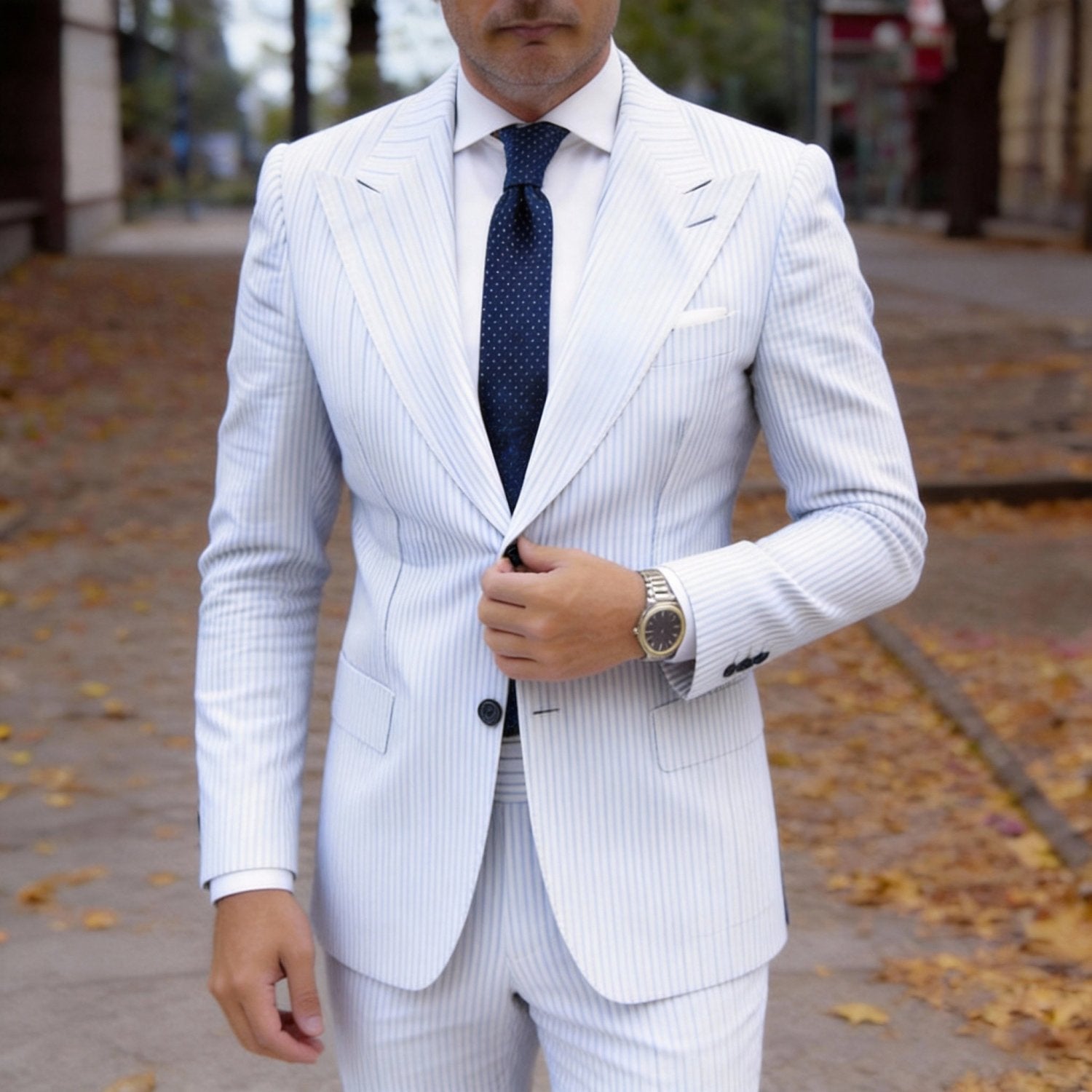 Dark Blue with White Polka Dot Necktie