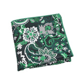 Dark Green White Floral Pocket Square