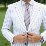 Gray With Pink Striped Necktie