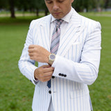 Gray With Pink Striped Necktie