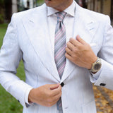 Gray With Pink Striped Necktie