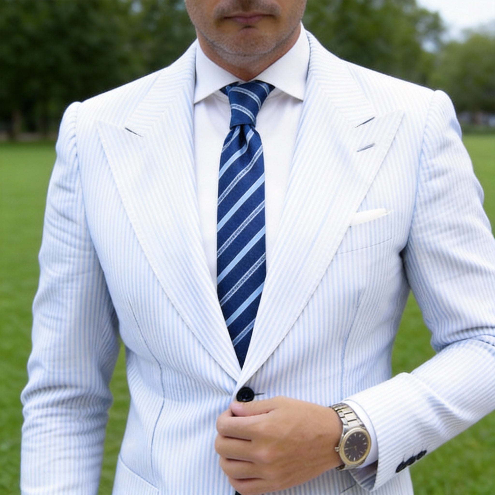 Blue With Light Blue Striped Necktie