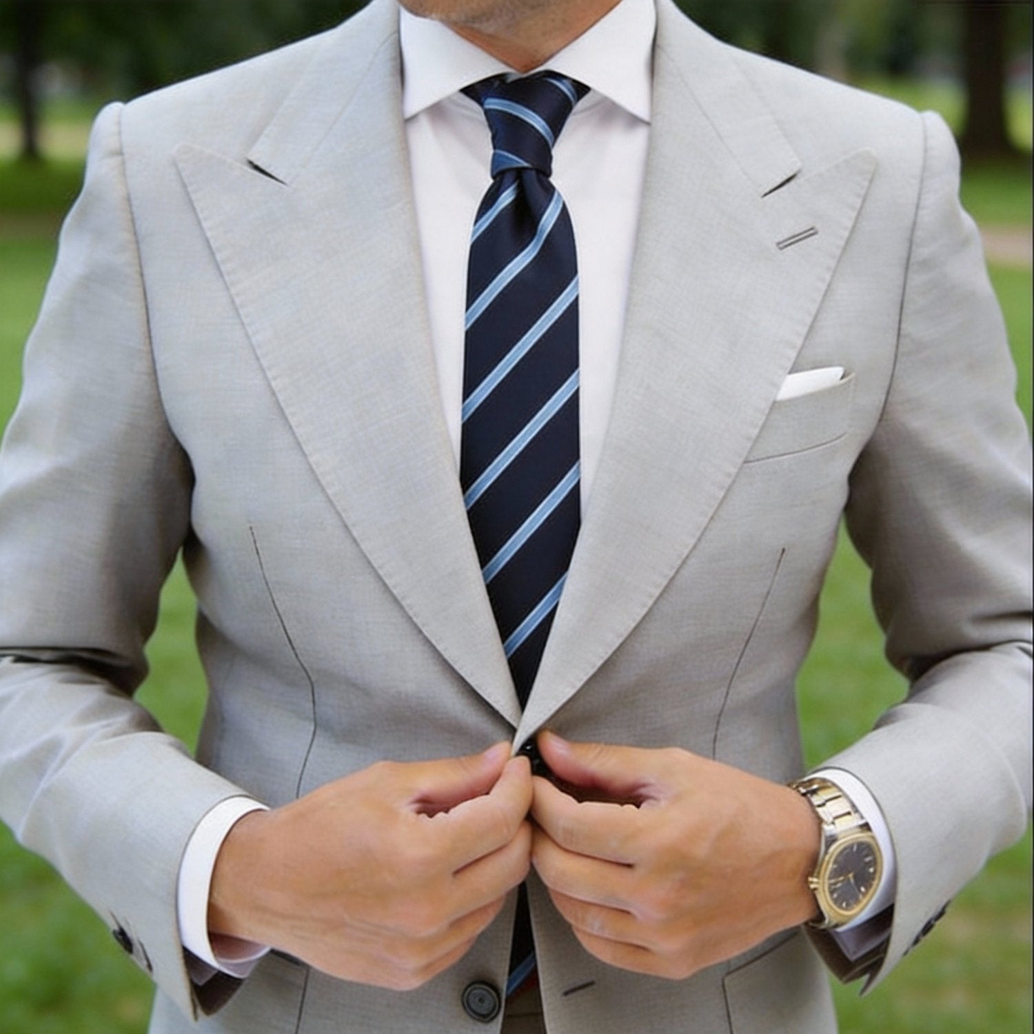 Navy Blue With Light Blue Stripes Necktie