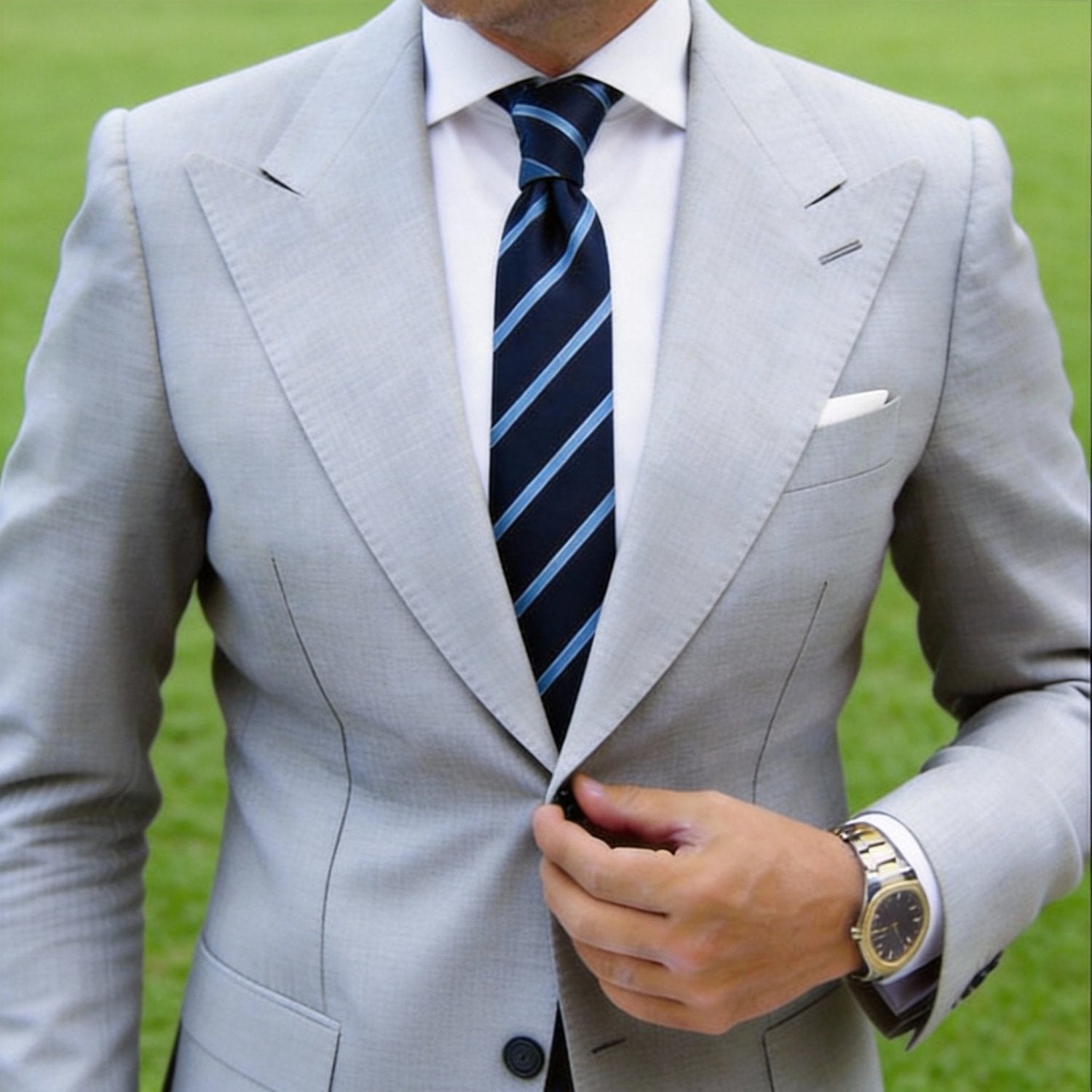 Navy Blue With Light Blue Stripes Necktie