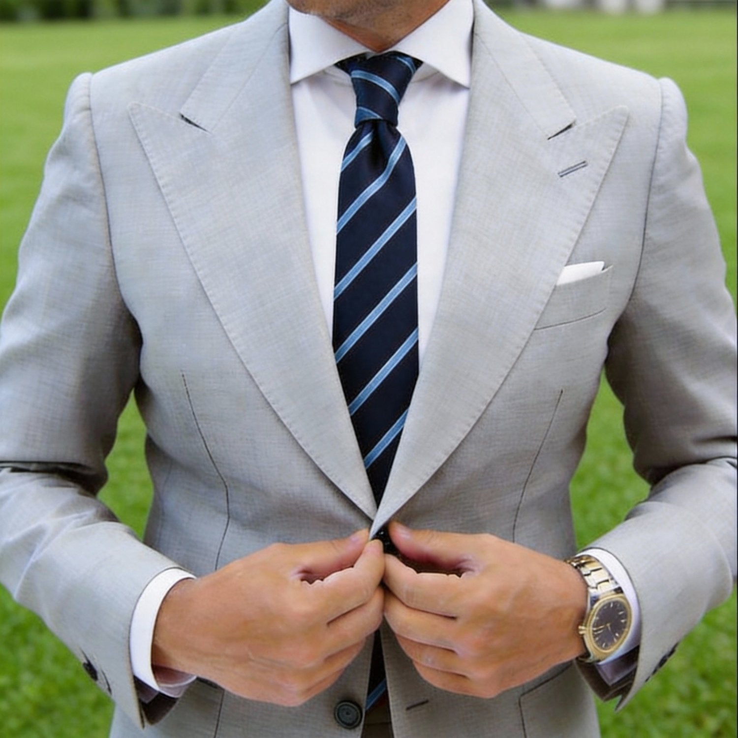 Navy Blue With Light Blue Stripes Necktie