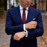 Burgundy With White Diamond Necktie