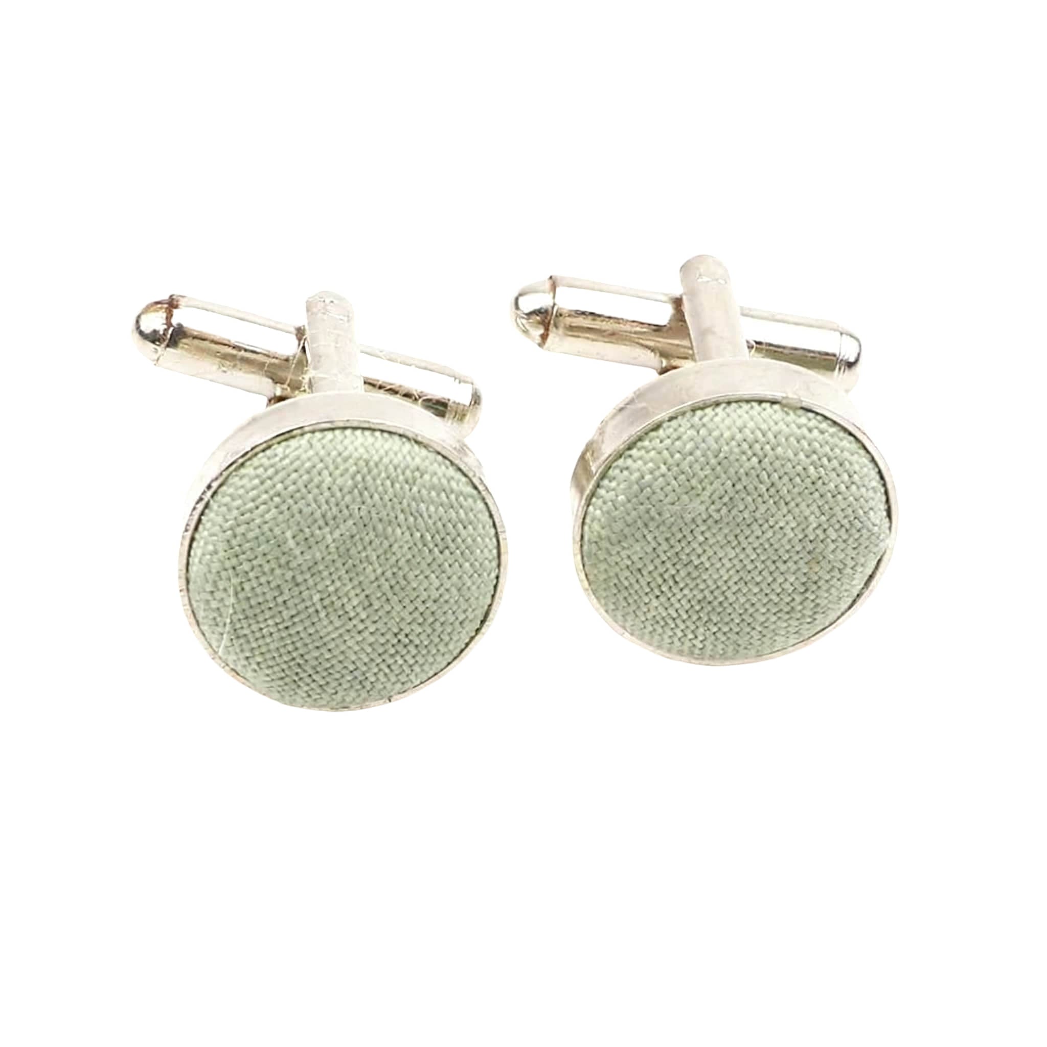 Silver Green Solid Cufflink
