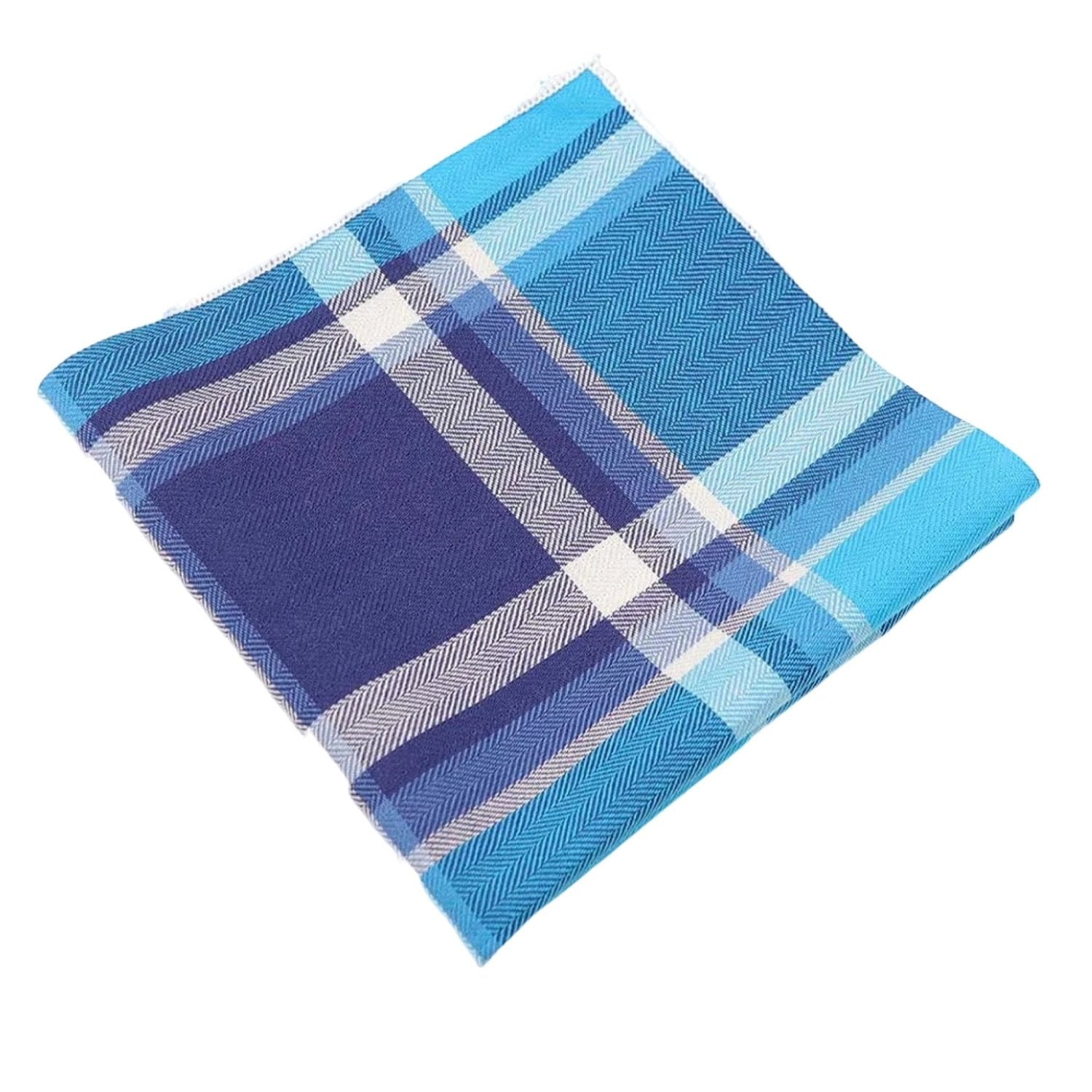 Blue With White Plaid Pocket Square