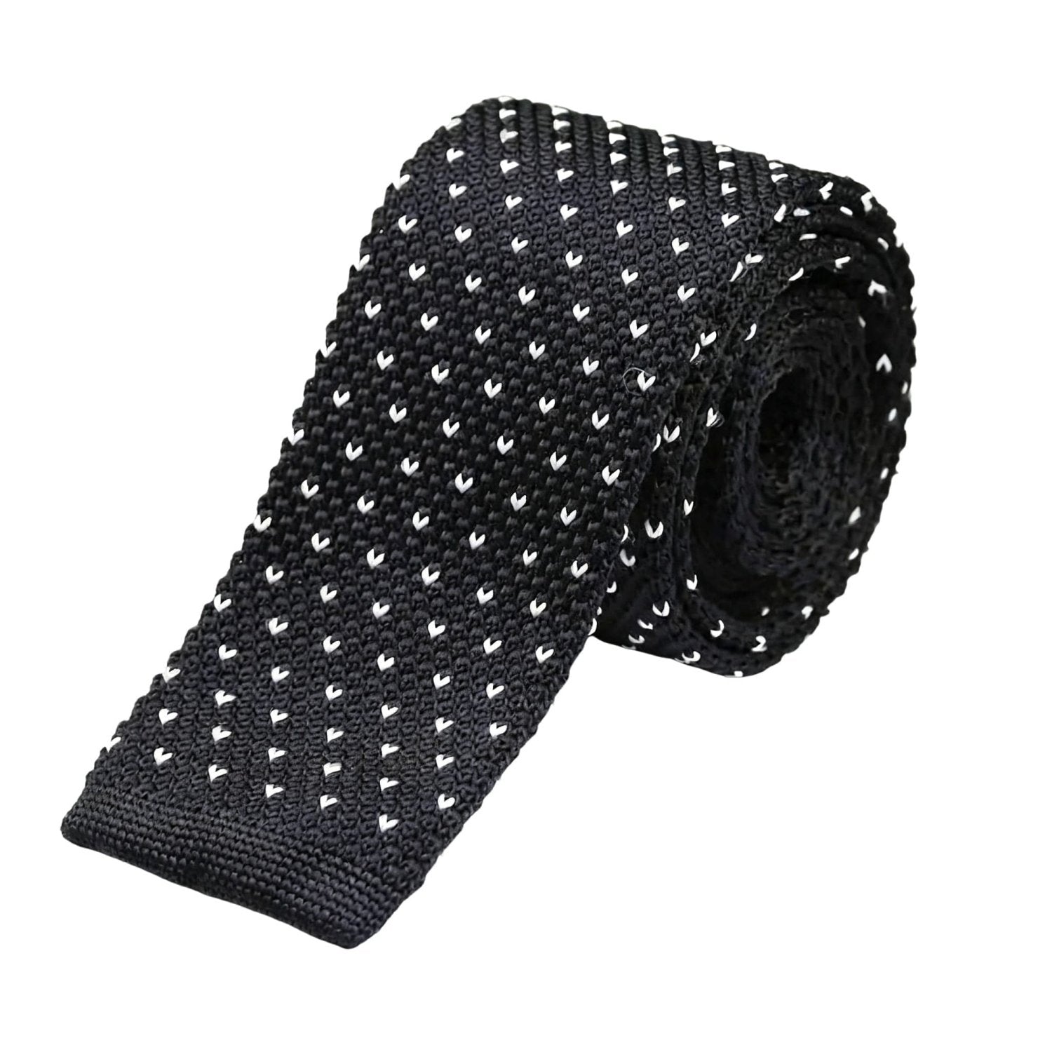 Black With White Small Heart Necktie