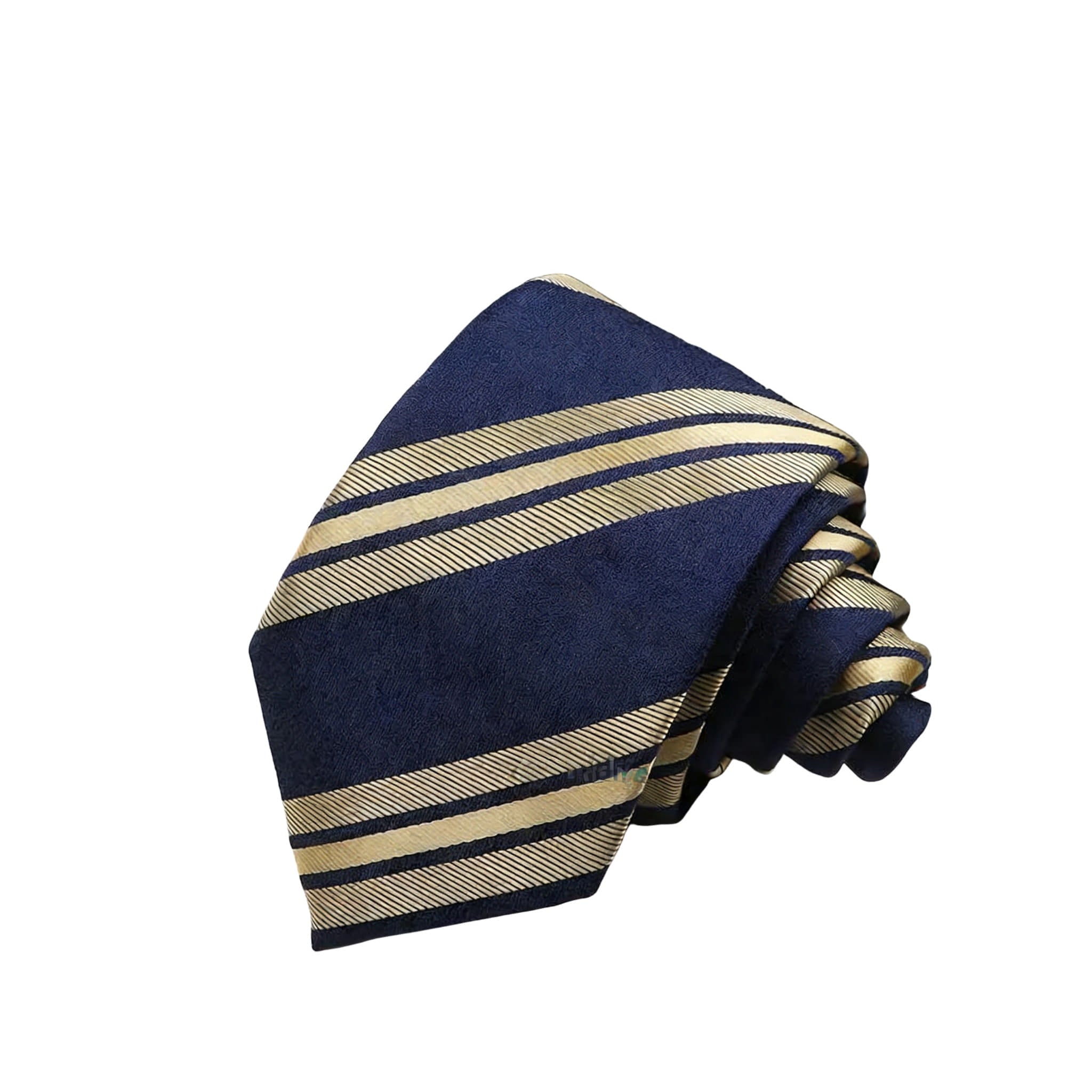 Navy Blue With Gold Striped Necktie
