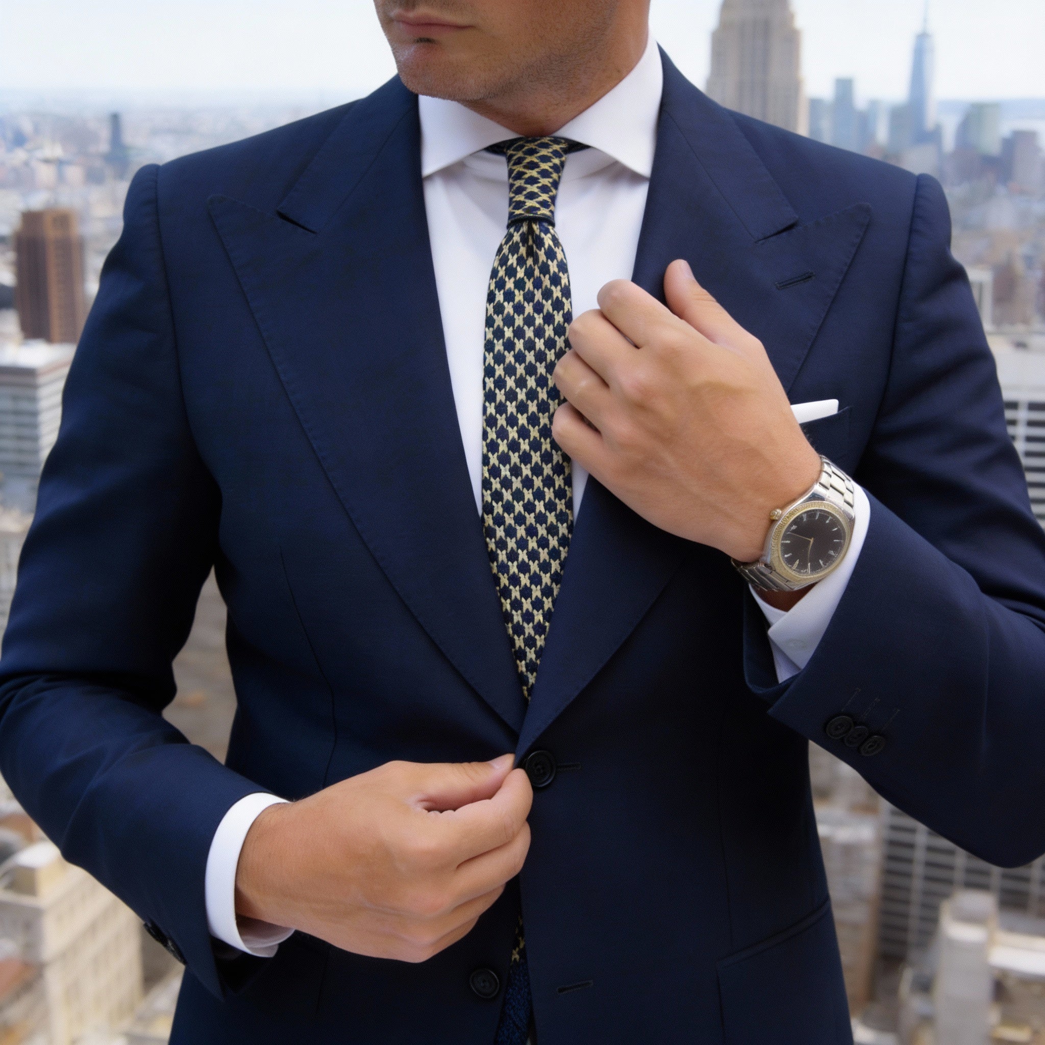 Black With Beige Checkered Necktie