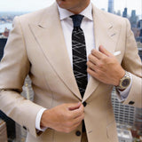 Black With White Line Necktie