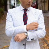 Red With Blue Striped Necktie