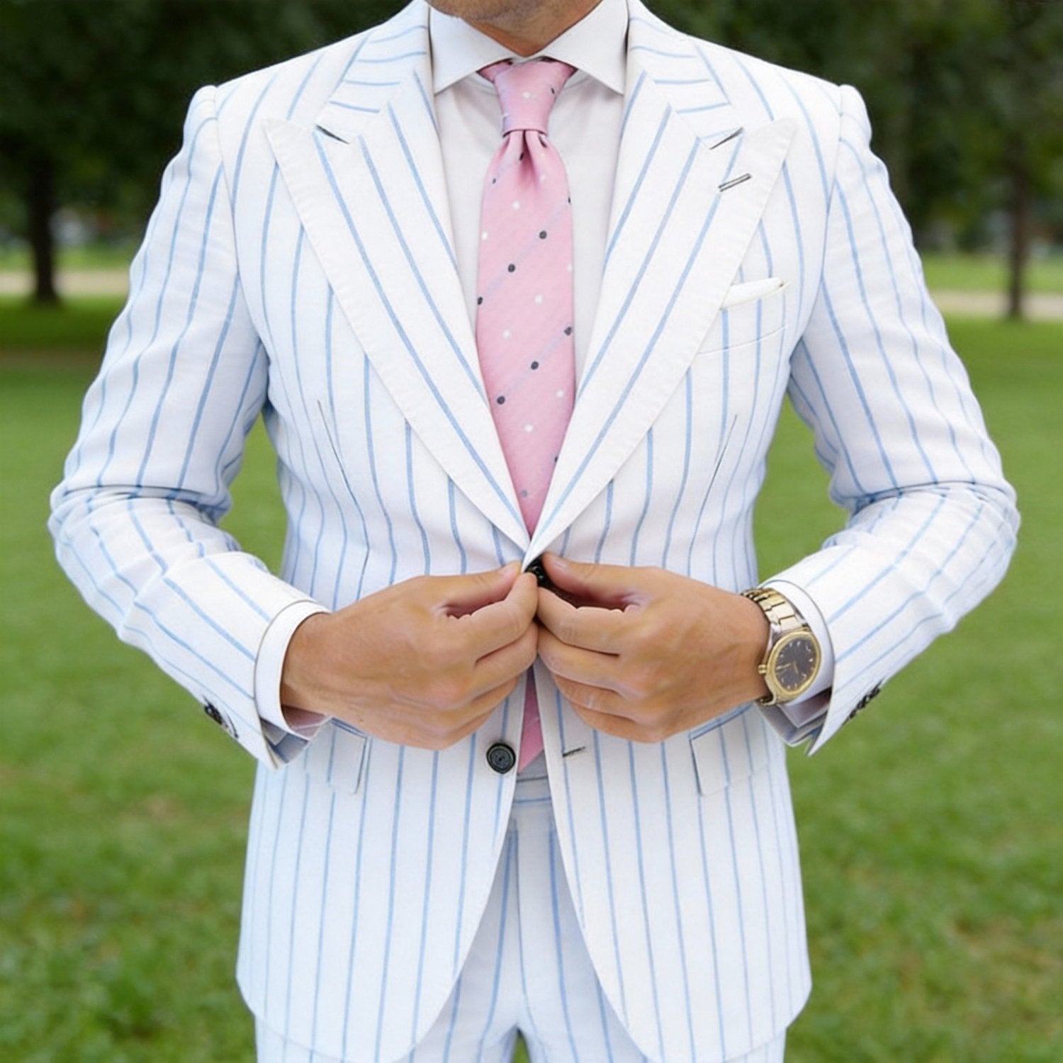 Pink With Black And White Polka Dots Necktie