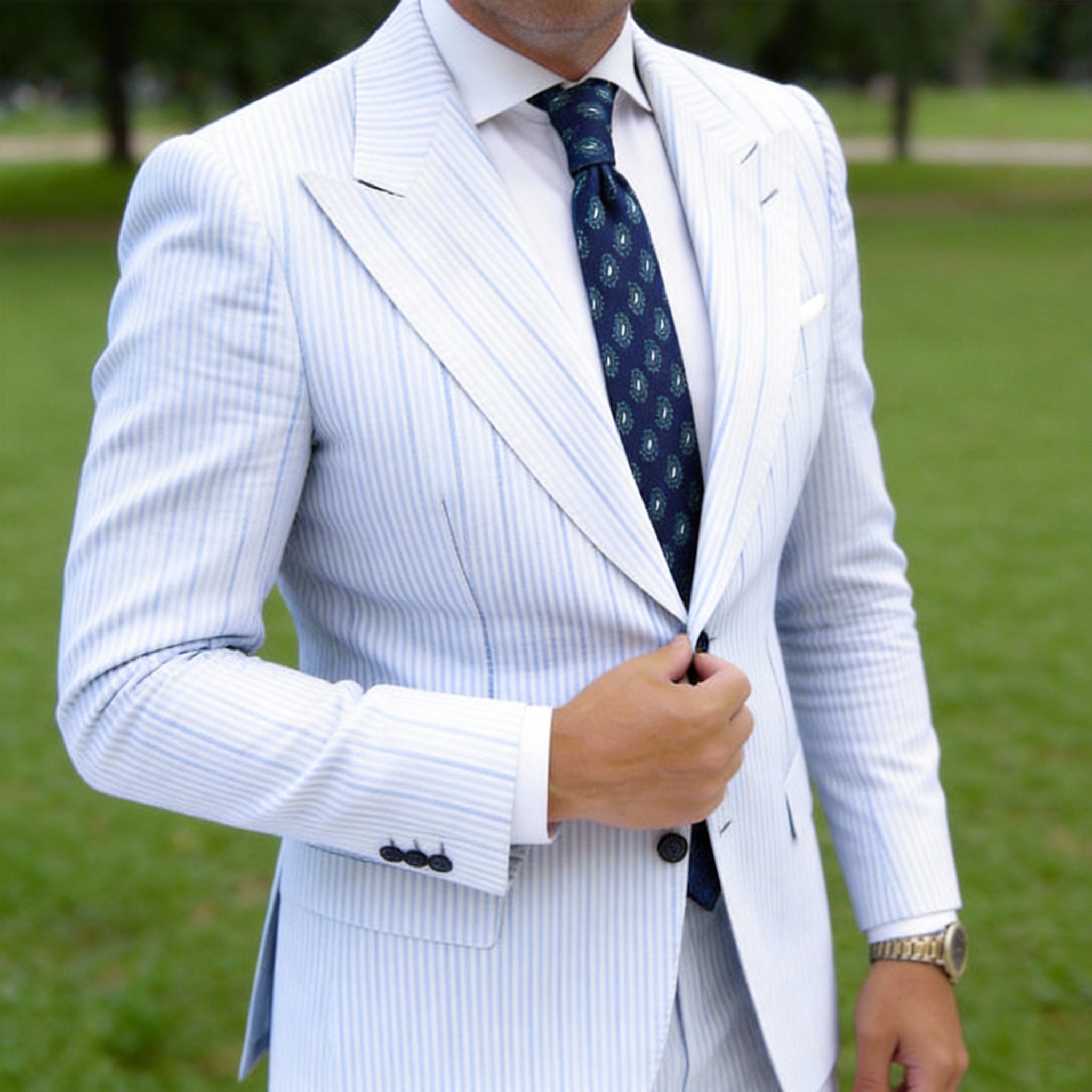 Navy Blue Necktie With Teal-White Paisley