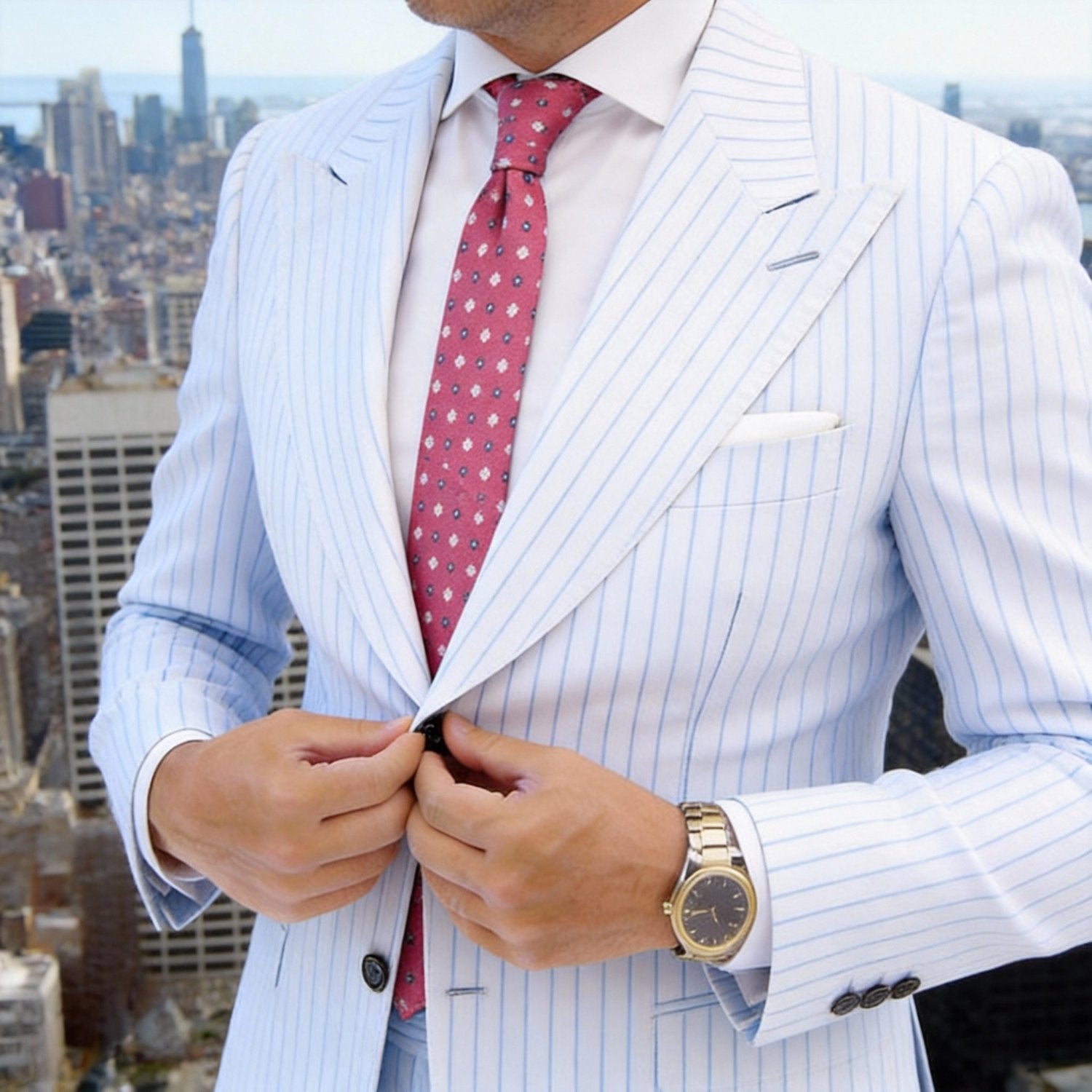 Pink With White Floral Necktie