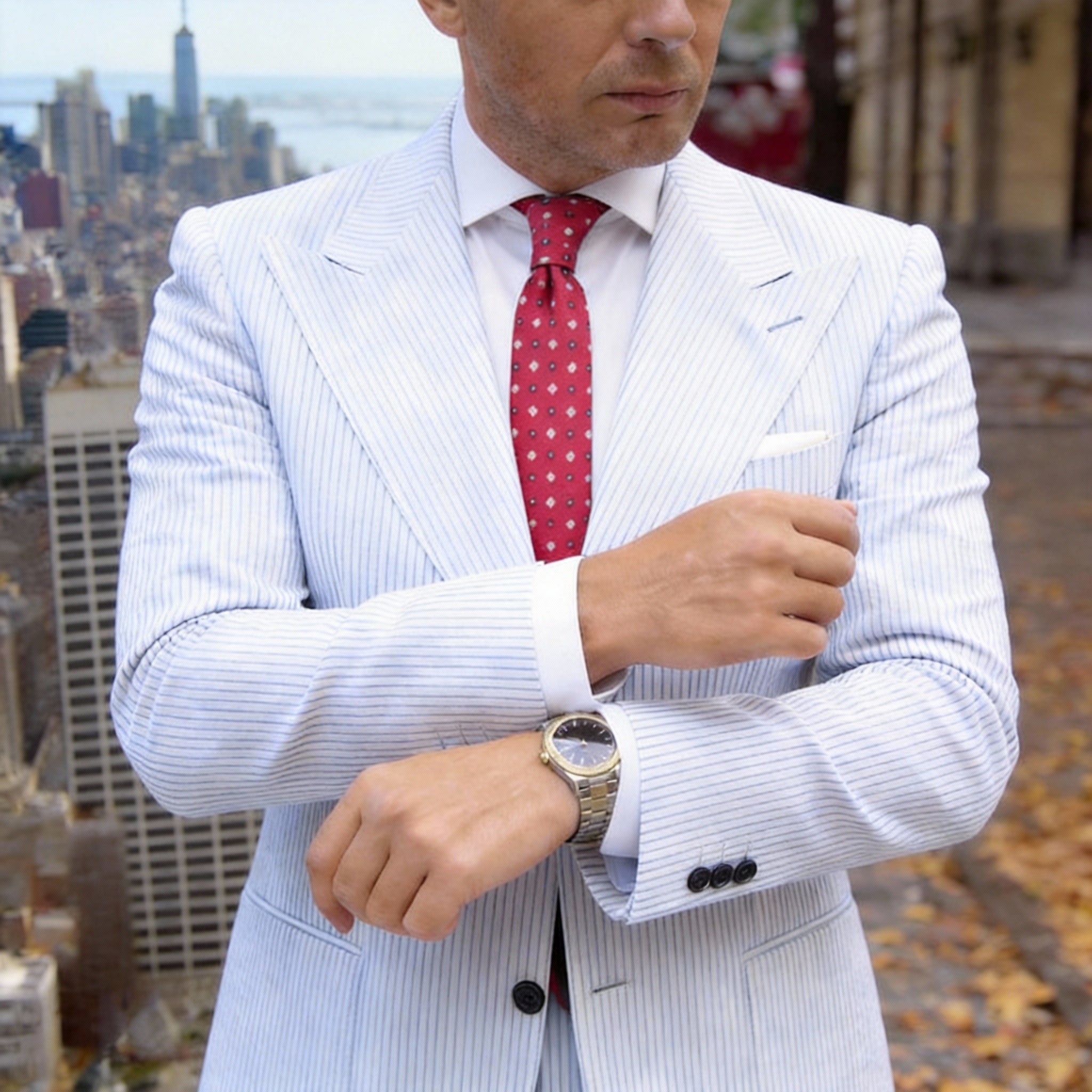 Pink With White Floral Necktie