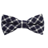 Navy White Plaid Bow Tie