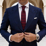 Red With Dark Blue Striped Necktie