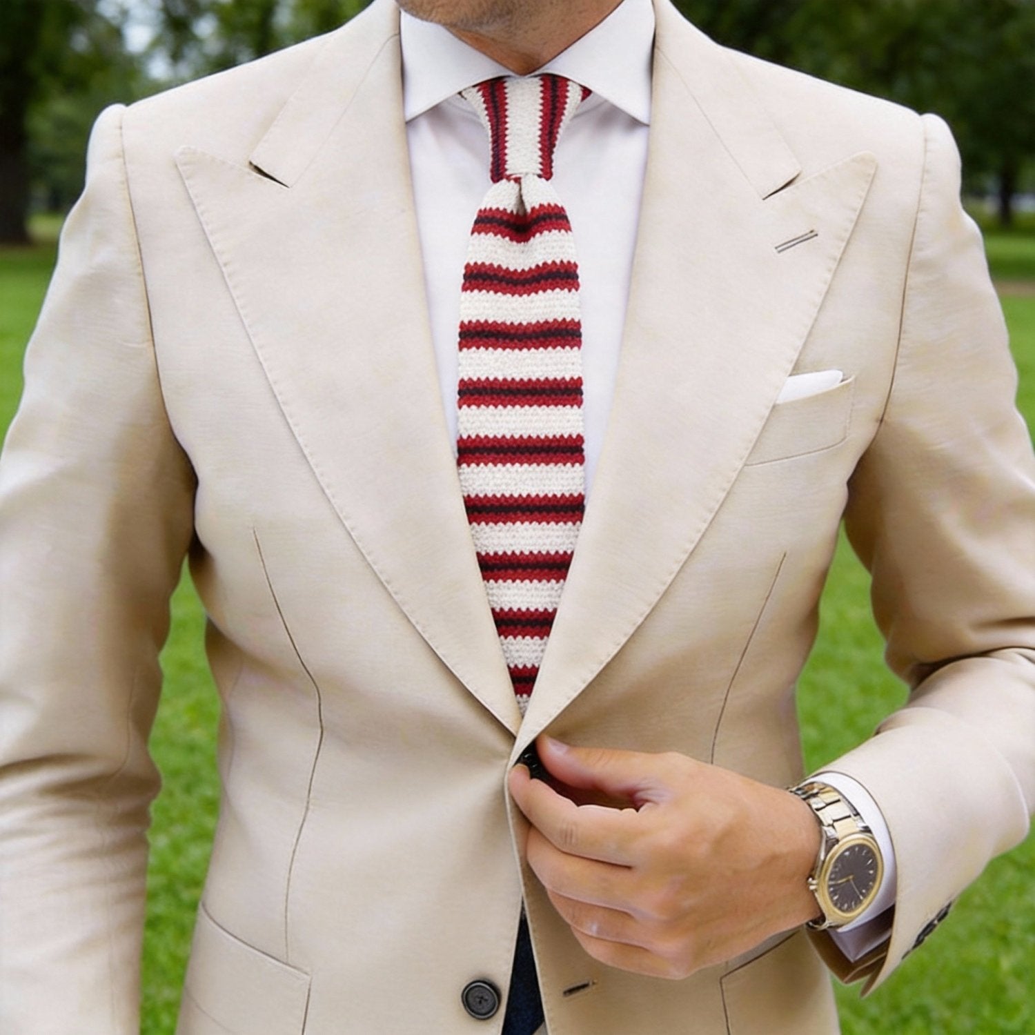 Red With Black Striped Necktie