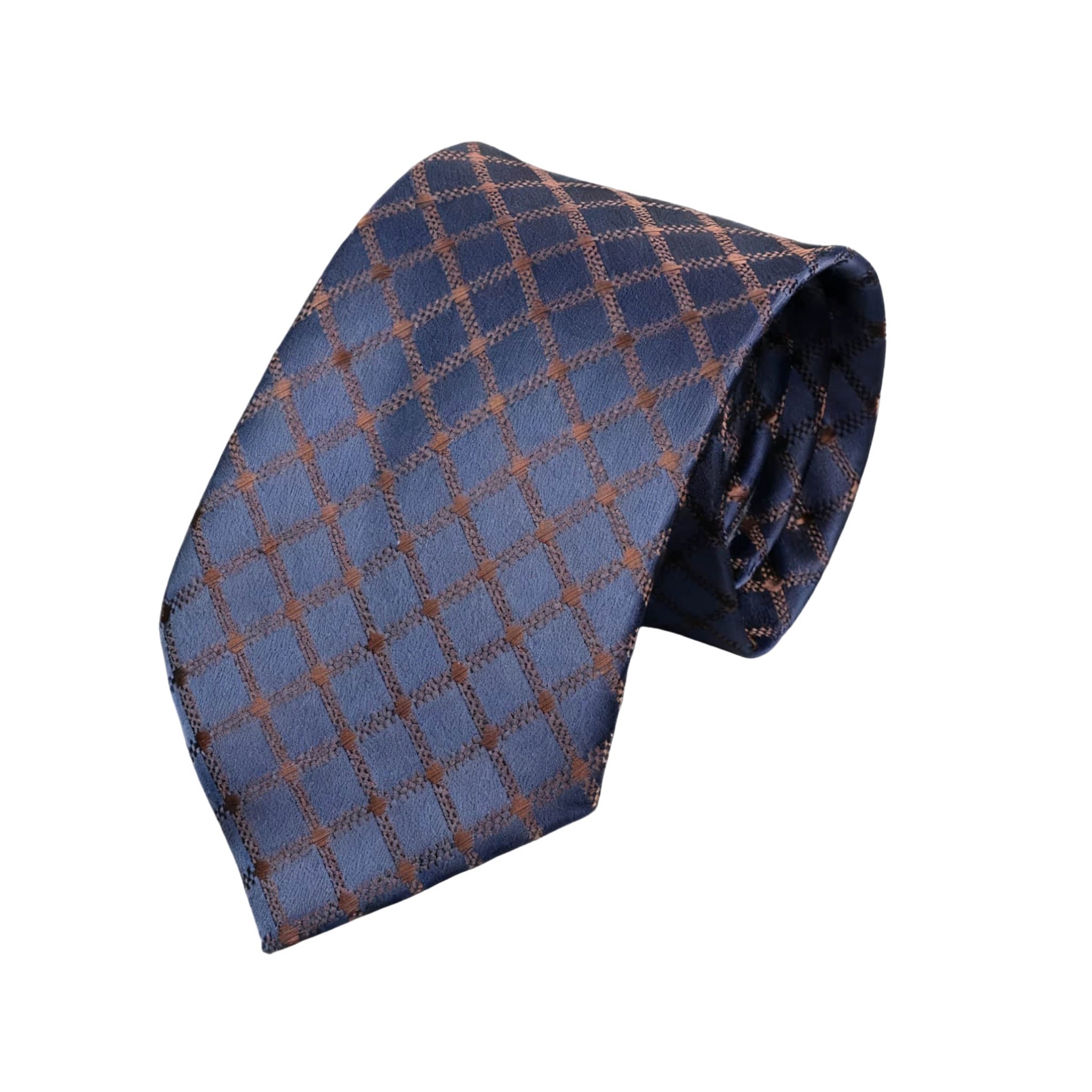 Blue Brown Plaid Necktie