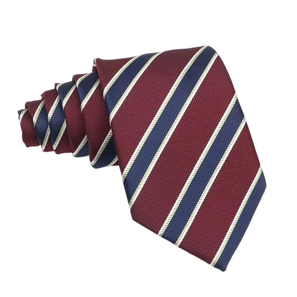 Burgundy Blue Striped Necktie