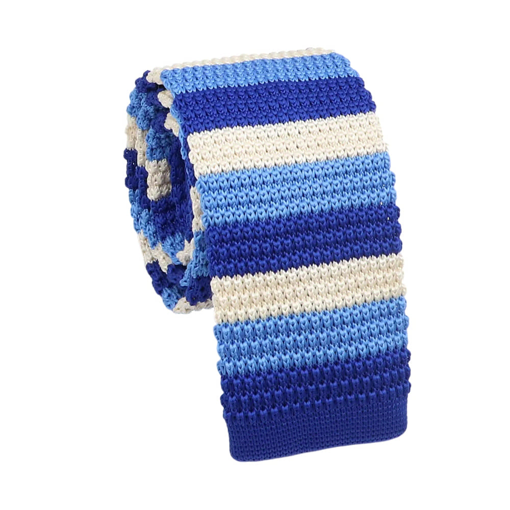 Blue White Striped Necktie
