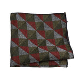 Olive Green Red Geometric Pocket Square