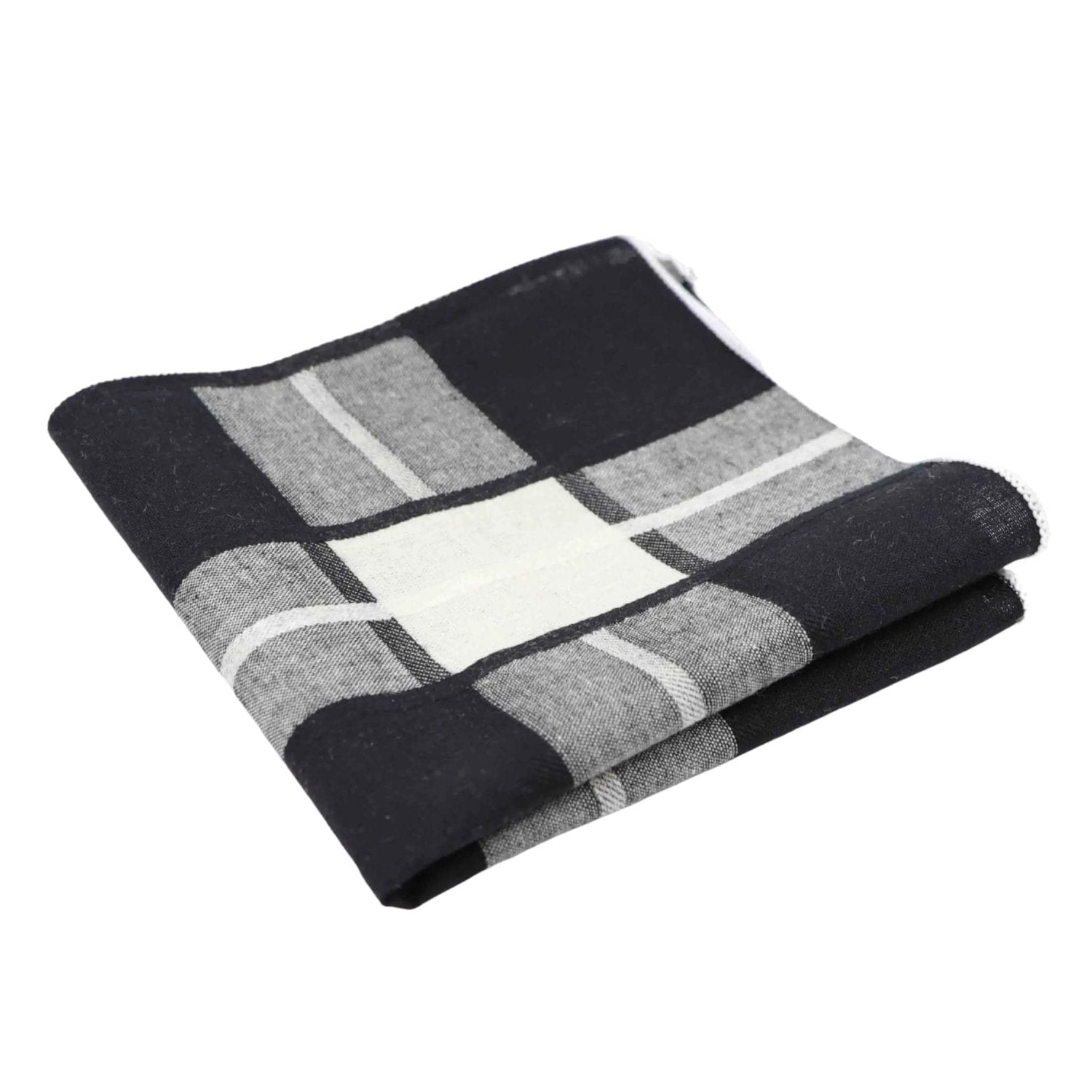 Black With Black Gray White Checkered Pocket Square