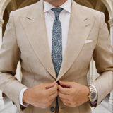 Light Blue With Blue Red Orange Medallion Necktie