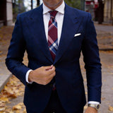 Red with Blue White Plaid Necktie