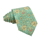 Aqua Yellow Floral Necktie