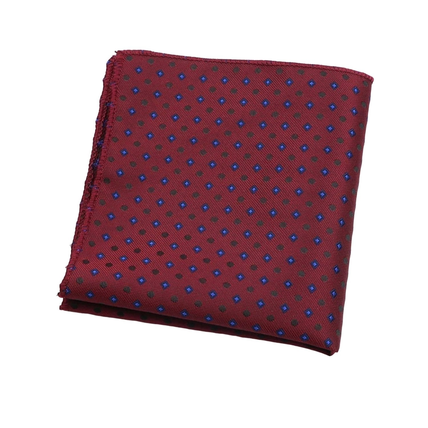 Burgundy With Blue And Dark Dot Pocket Square